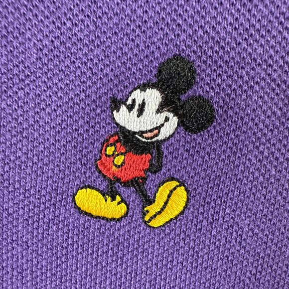 Disney Parks Polo Shirt 2XL Purple Mickey Mouse Embroidered Logo Casual Mens - Picture 3 of 9
